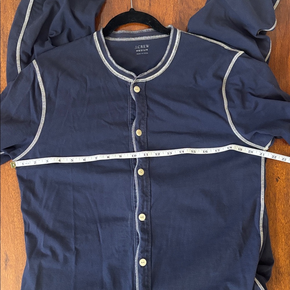 J Crew Union suit mens M Blue Pajamas rear flap Henley Nostalgic 100% Cotton - Picture 10 of 11